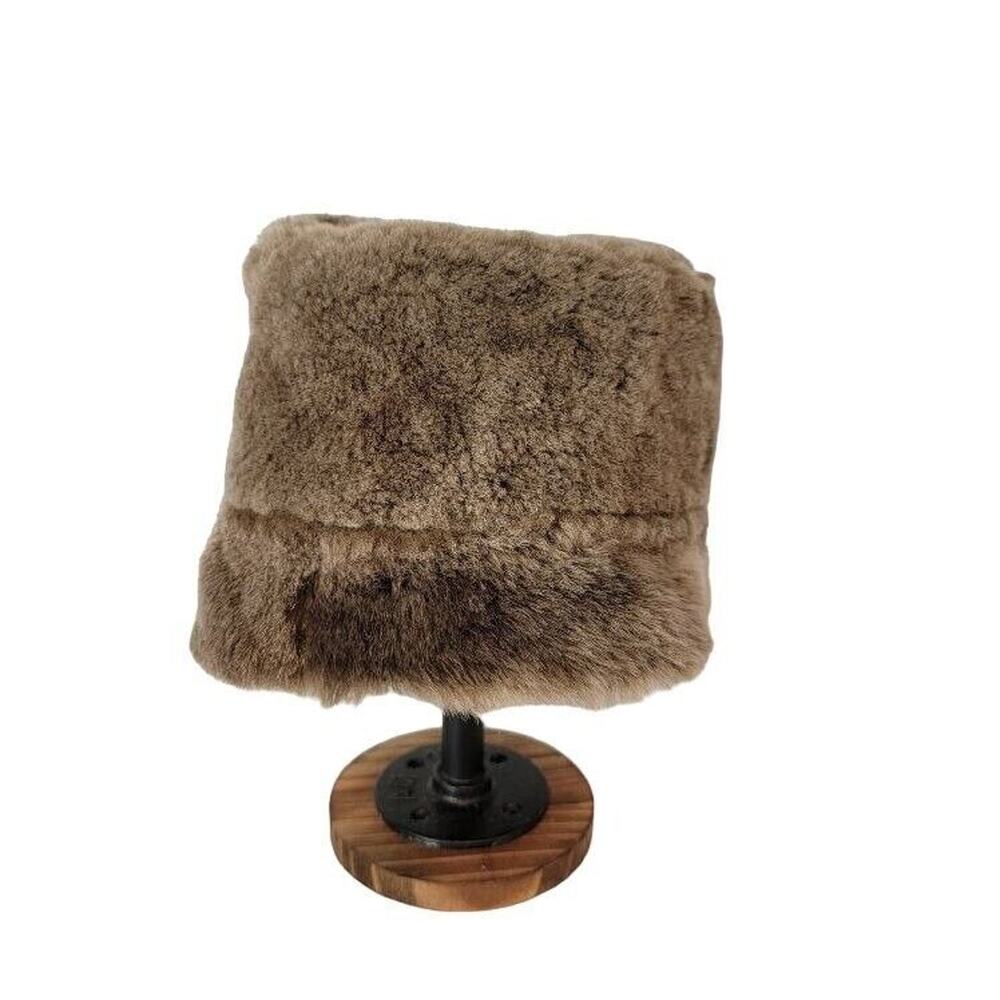 Bucket Hat Women's Faux Fur Leather Brown‎ Streetwear